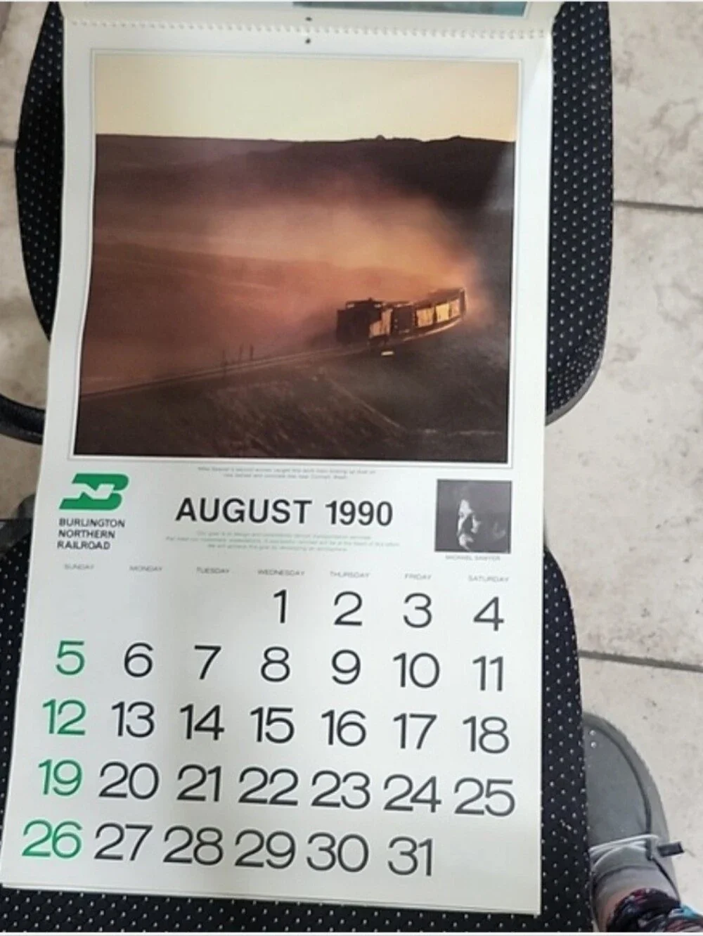 Authentic Vintage 1990 Burlington Northern Railroad Wall Calendar